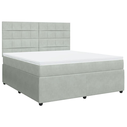 Boxspringbett mit Matratze Hellgrau 180x200 cm Samt