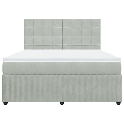 Boxspringbett mit Matratze Hellgrau 180x200 cm Samt