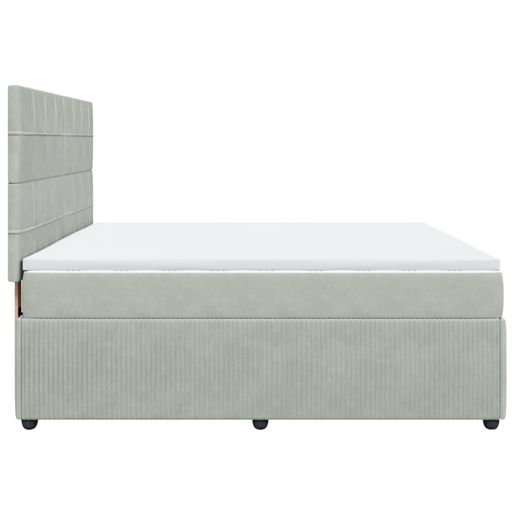 Boxspringbett mit Matratze Hellgrau 180x200 cm Samt