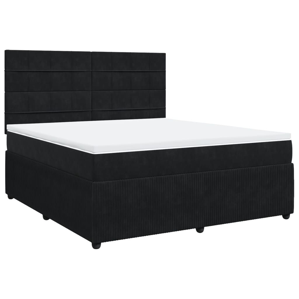 Boxspringbett mit Matratze Schwarz 180x200 cm Samt