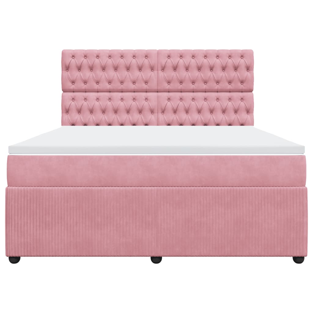 Boxspringbett mit Matratze Rosa 180x200 cm Samt