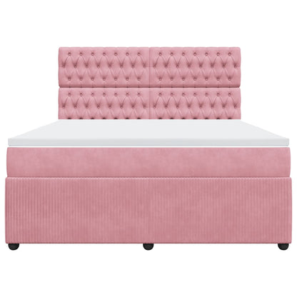 Boxspringbett mit Matratze Rosa 180x200 cm Samt