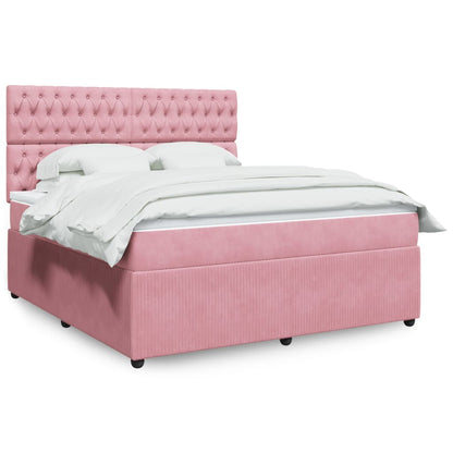 Boxspringbett mit Matratze Rosa 180x200 cm Samt