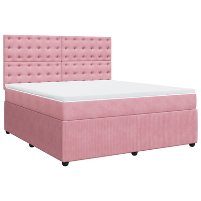 Boxspringbett mit Matratze Rosa 180x200 cm Samt