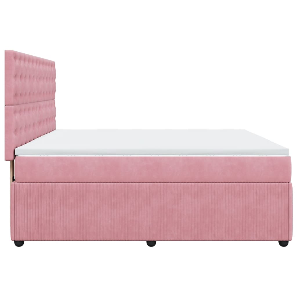 Boxspringbett mit Matratze Rosa 180x200 cm Samt