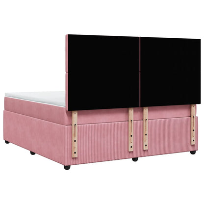 Boxspringbett mit Matratze Rosa 180x200 cm Samt