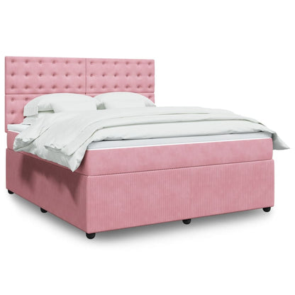 Boxspringbett mit Matratze Rosa 180x200 cm Samt