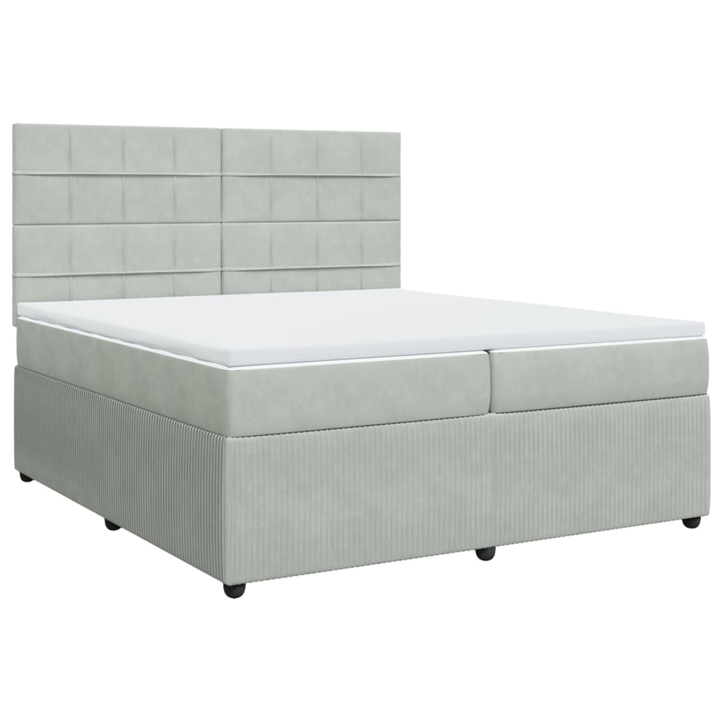 Boxspringbett mit Matratze Hellgrau 200x200 cm Samt