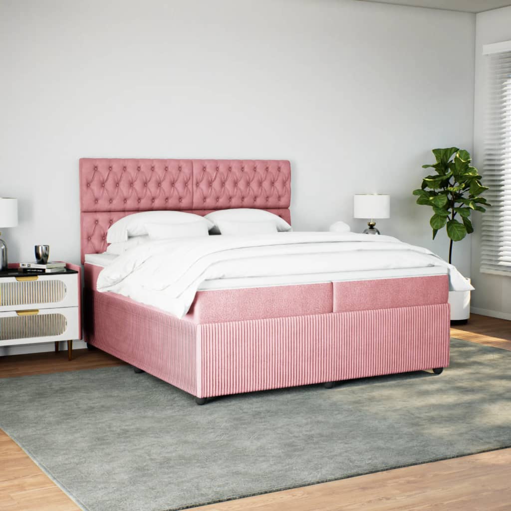 Boxspringbett mit Matratze Rosa 200x200 cm Samt