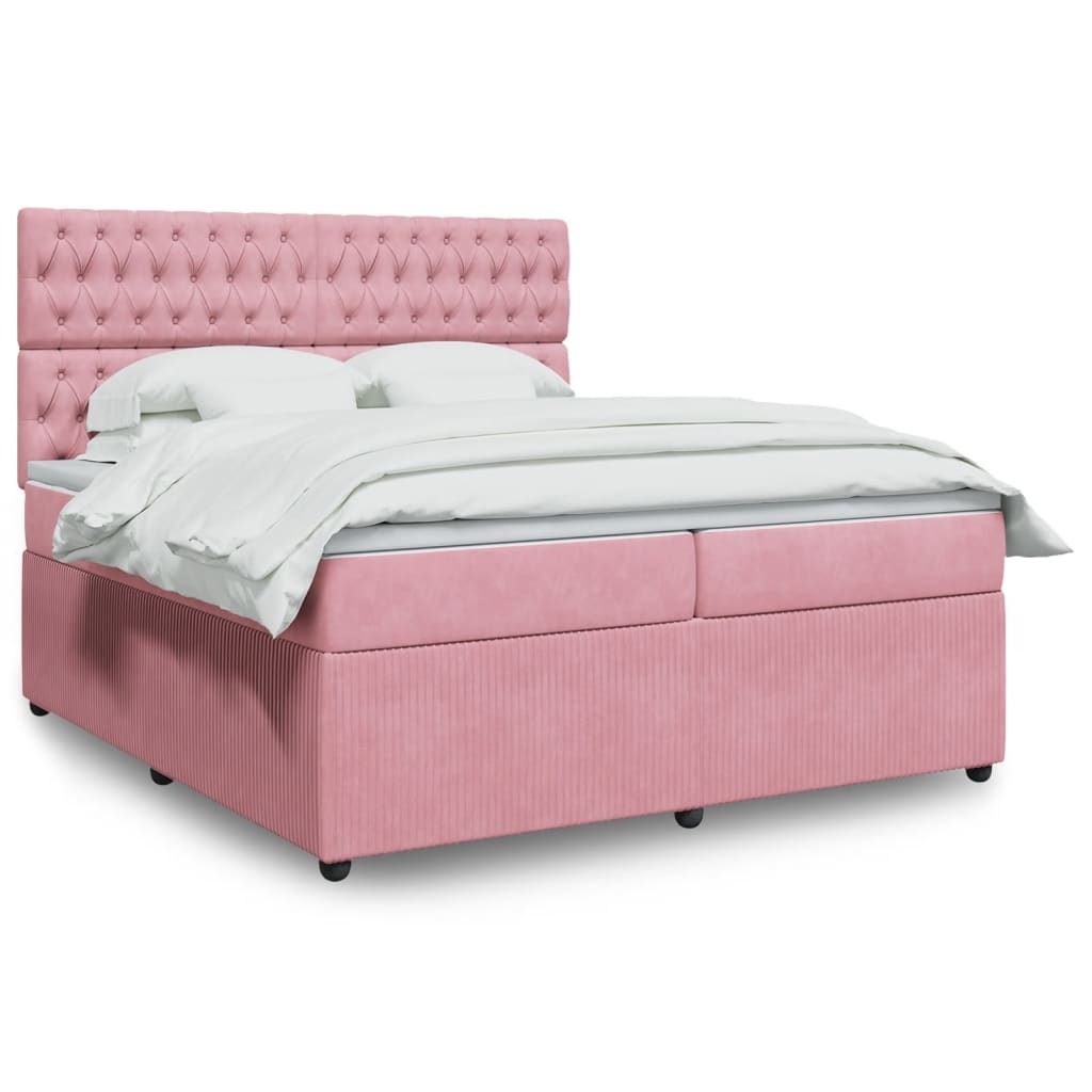 Boxspringbett mit Matratze Rosa 200x200 cm Samt