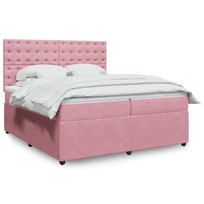 Boxspringbett mit Matratze Rosa 200x200 cm Samt