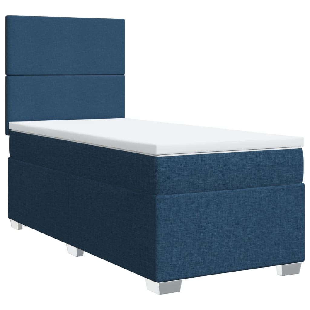 Boxspringbett mit Matratze Blau 90x200 cm Stoff