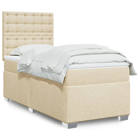 Boxspringbett mit Matratze Creme 90x200 cm Stoff