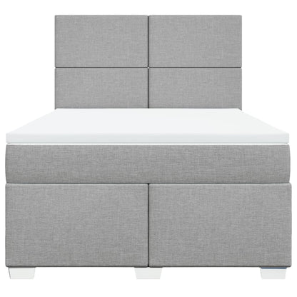 Boxspringbett mit Matratze Hellgrau 140x200 cm Stoff