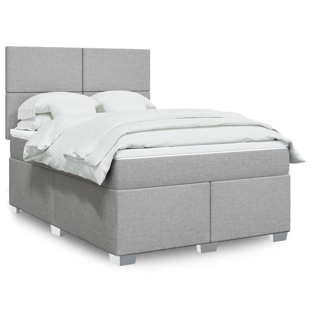 Boxspringbett mit Matratze Hellgrau 140x200 cm Stoff