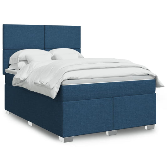 Boxspringbett mit Matratze Blau 140x200 cm Stoff