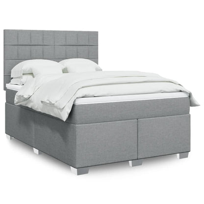 Boxspringbett mit Matratze Hellgrau 140x200 cm Stoff