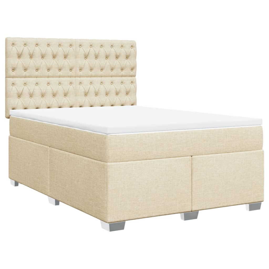 Boxspringbett mit Matratze Creme 140x200 cm Stoff