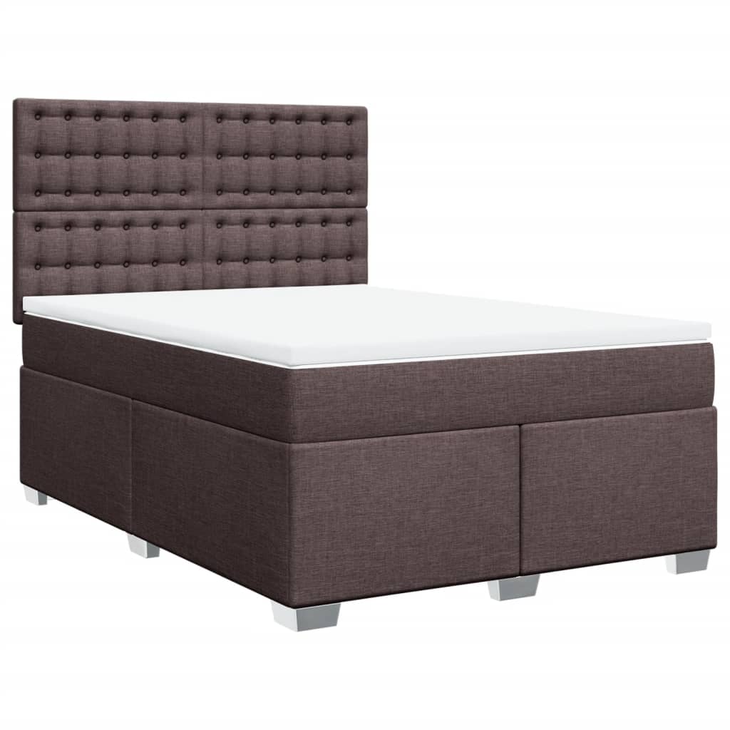 Boxspringbett mit Matratze Dunkelbraun 140x200 cm Stoff