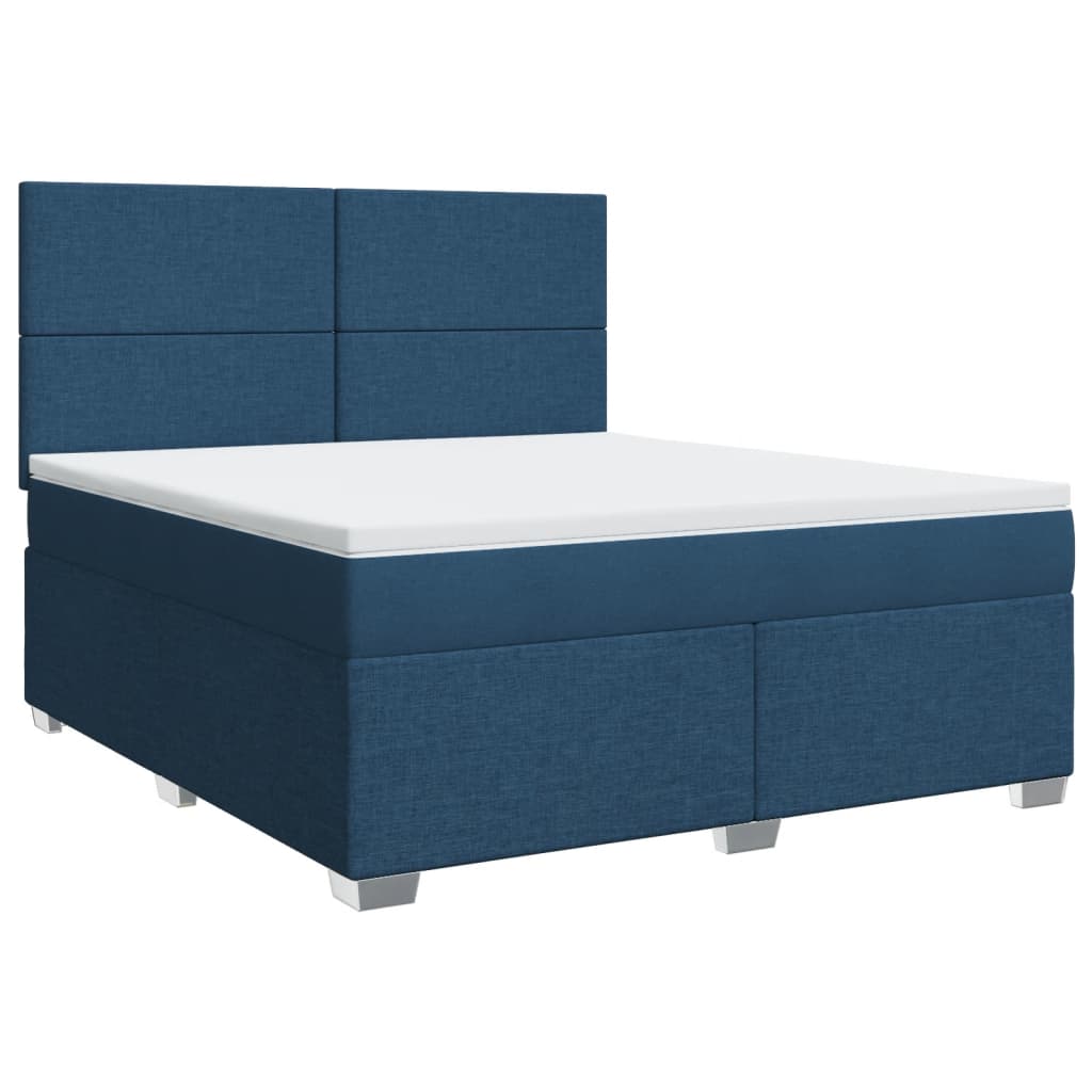 Boxspringbett mit Matratze Blau 180x200 cm Stoff