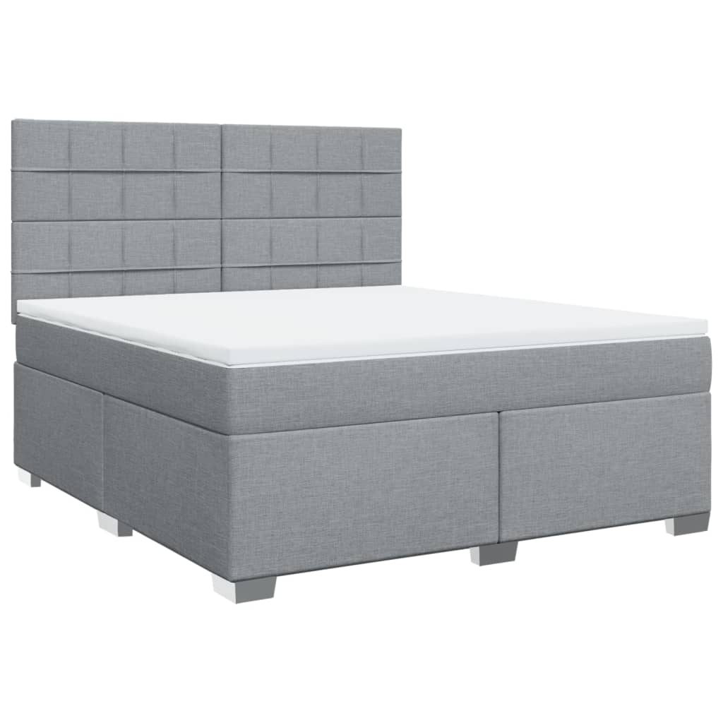 Boxspringbett mit Matratze Hellgrau 180x200 cm Stoff