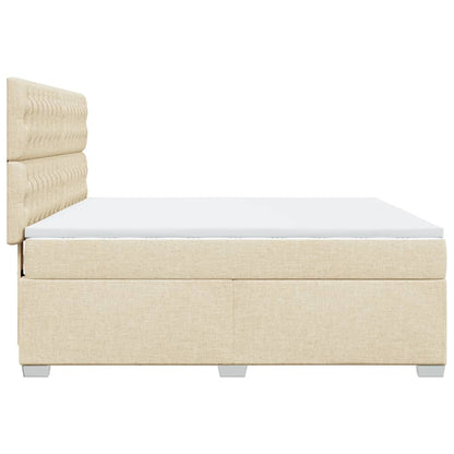 Boxspringbett mit Matratze Creme 180x200 cm Stoff