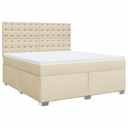 Boxspringbett mit Matratze Creme 180x200 cm Stoff