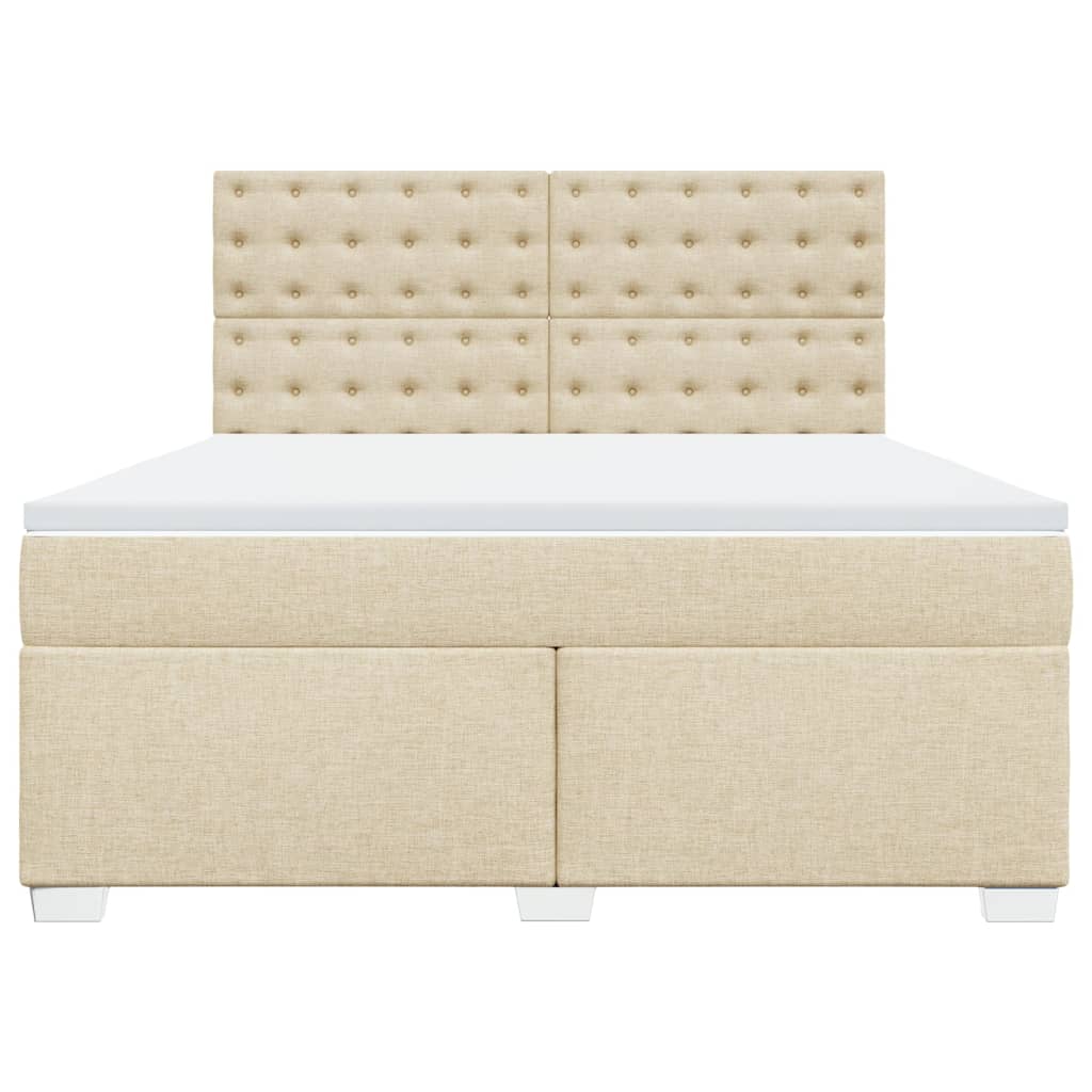 Boxspringbett mit Matratze Creme 180x200 cm Stoff