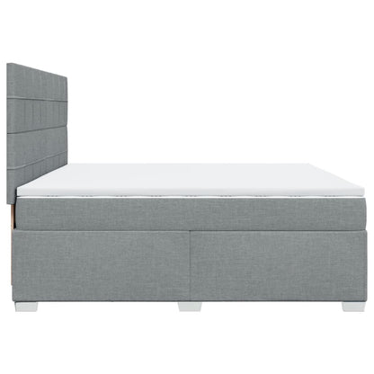 Boxspringbett mit Matratze Hellgrau 200x200 cm Stoff