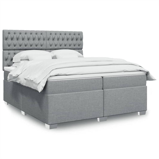 Boxspringbett mit Matratze Hellgrau 200x200 cm Stoff