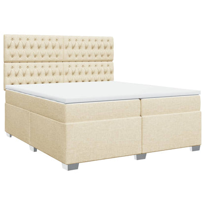 Boxspringbett mit Matratze Creme 200x200 cm Stoff