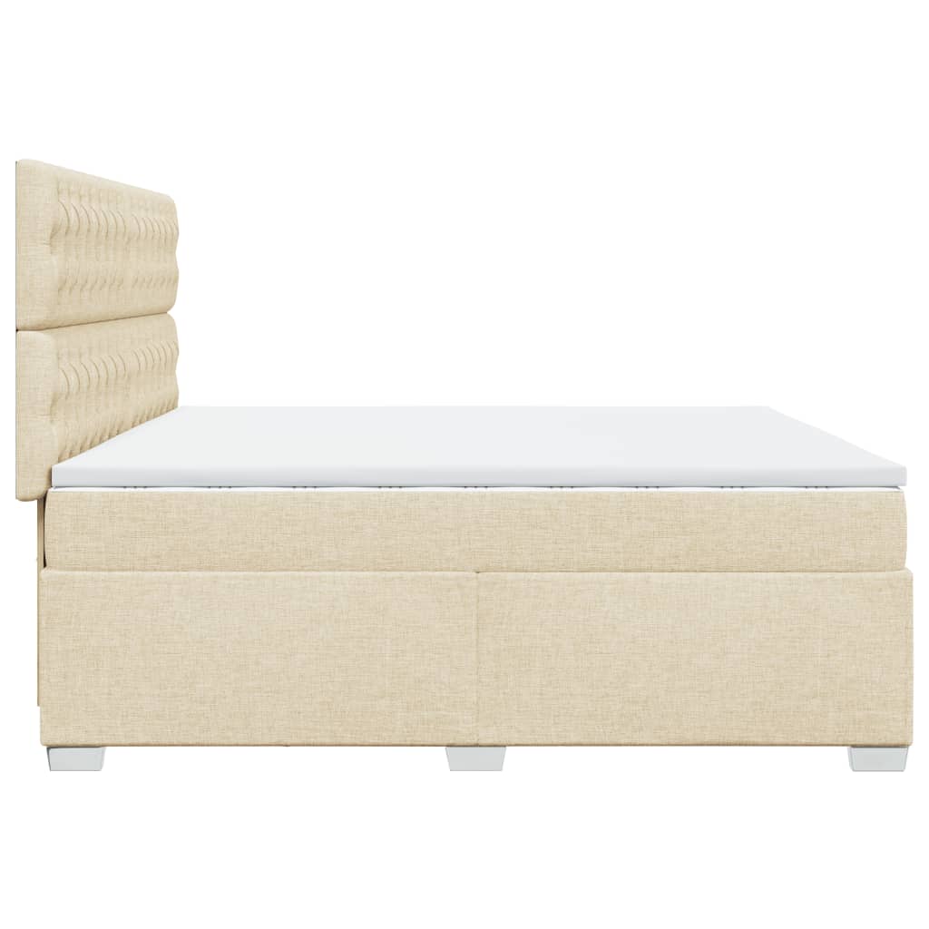 Boxspringbett mit Matratze Creme 200x200 cm Stoff