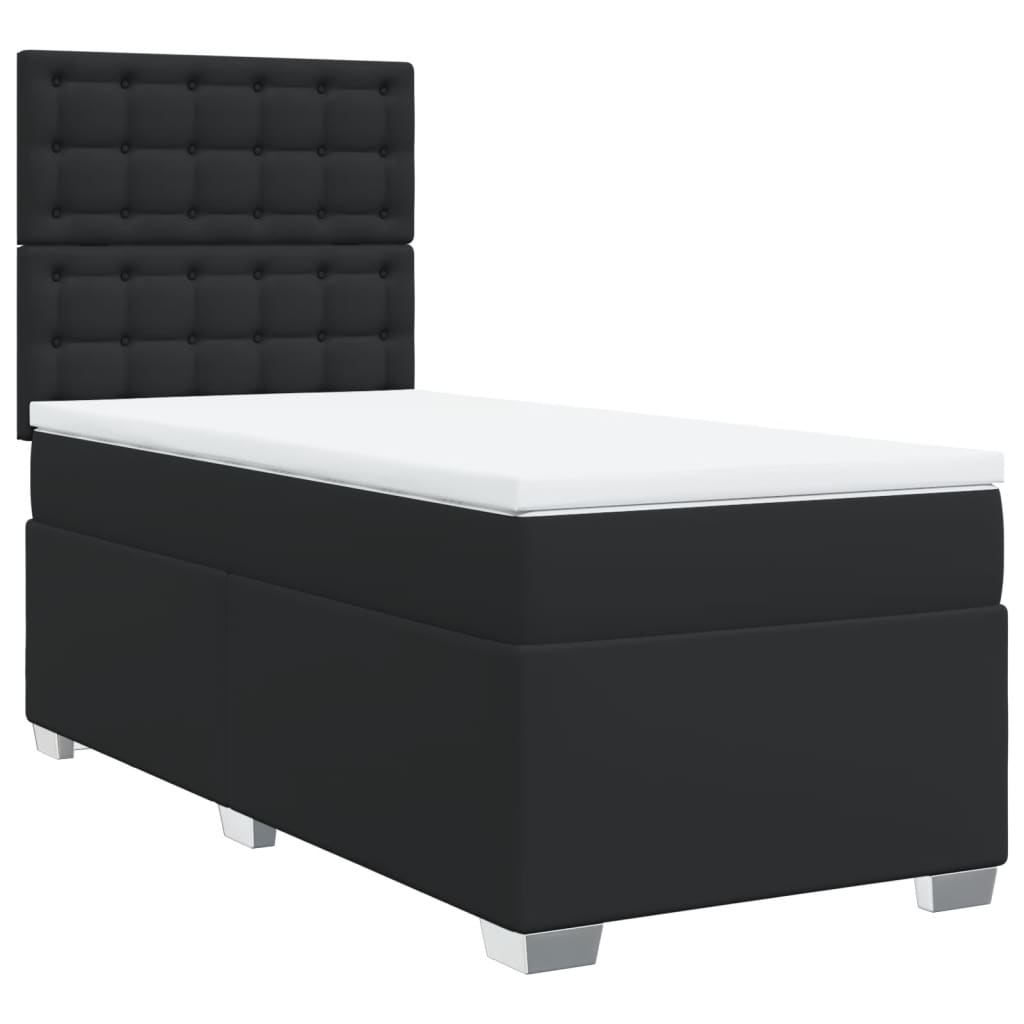 Boxspringbett mit Matratze Schwarz 90x200 cm Kunstleder