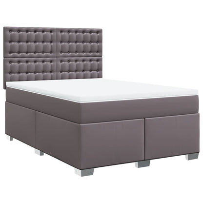 Boxspringbett mit Matratze Grau 140x200 cm Kunstleder