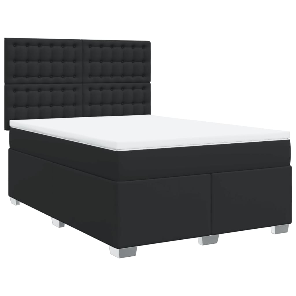 Boxspringbett mit Matratze Schwarz 160x200 cm Kunstleder