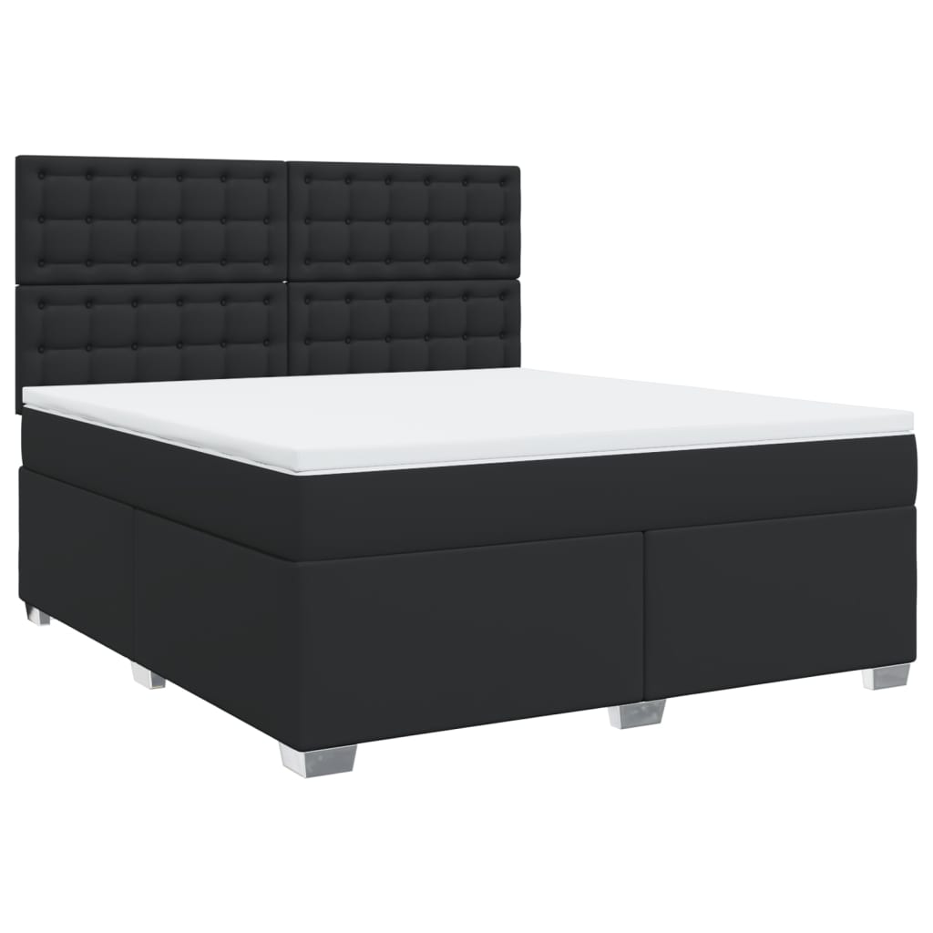 Boxspringbett mit Matratze Schwarz 180x200 cm Kunstleder