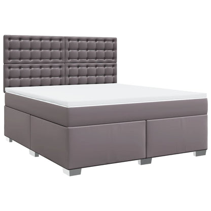 Boxspringbett mit Matratze Grau 180x200 cm Kunstleder