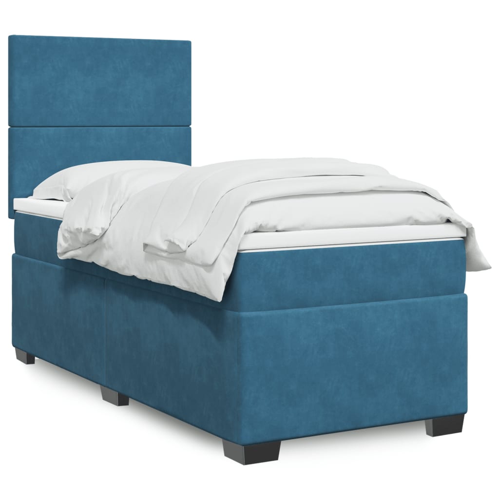 Boxspringbett mit Matratze Blau 90x200 cm Samt