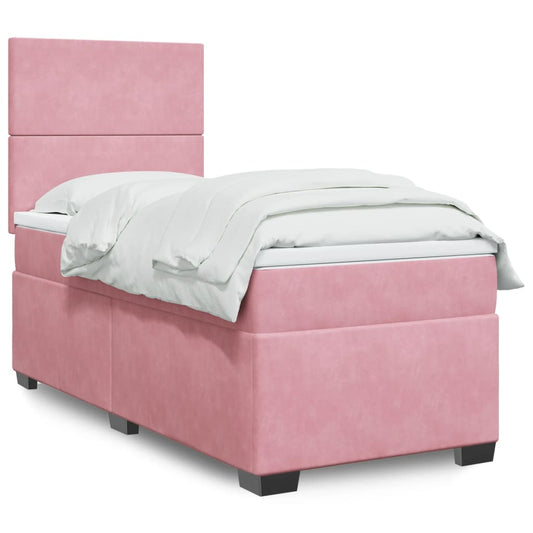 Boxspringbett mit Matratze Rosa 90x200 cm Samt