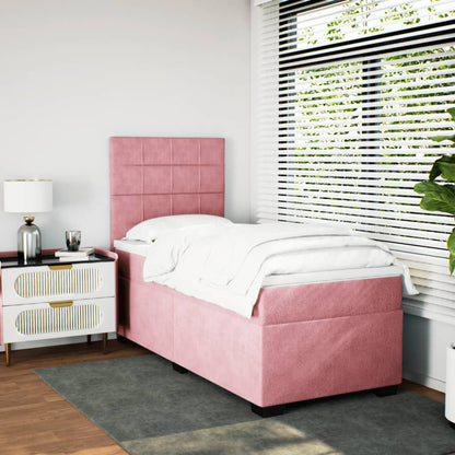 Boxspringbett mit Matratze Rosa 90x200 cm Samt