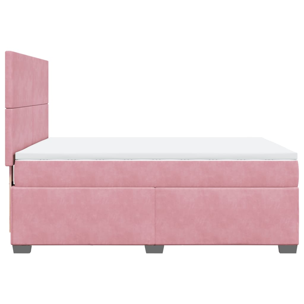 Boxspringbett mit Matratze Rosa 140x200 cm Samt