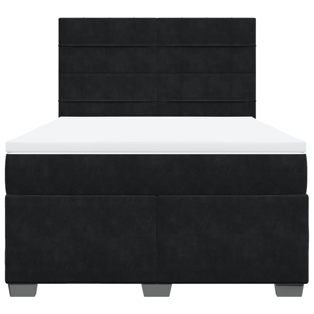 Boxspringbett mit Matratze Schwarz 140x200 cm Samt