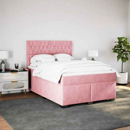 Boxspringbett mit Matratze Rosa 140x200 cm Samt