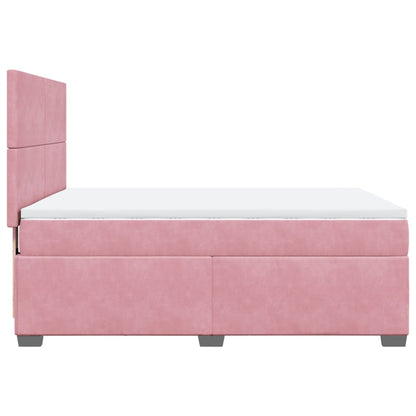 Boxspringbett mit Matratze Rosa 160x200 cm Samt