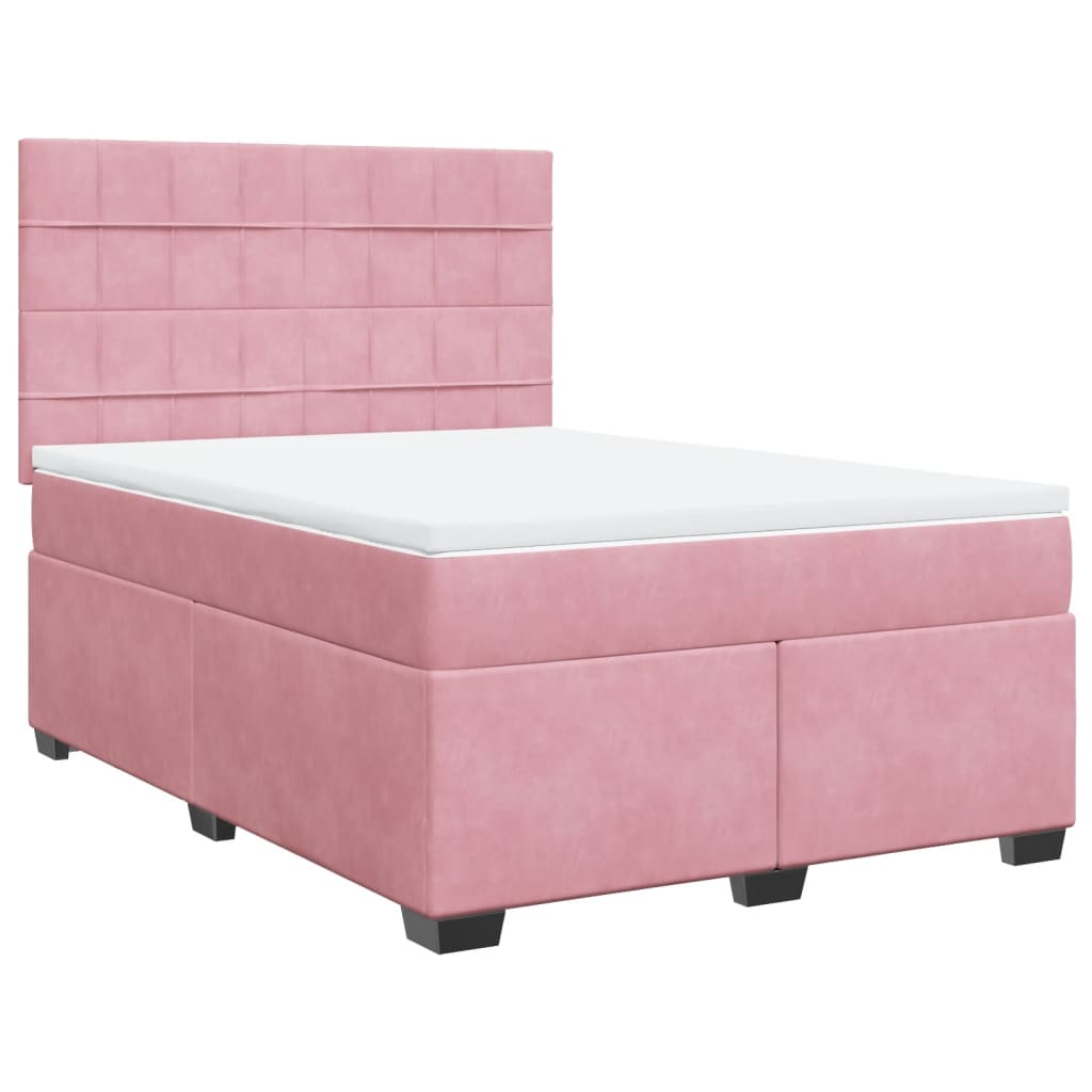 Boxspringbett mit Matratze Rosa 160x200 cm Samt