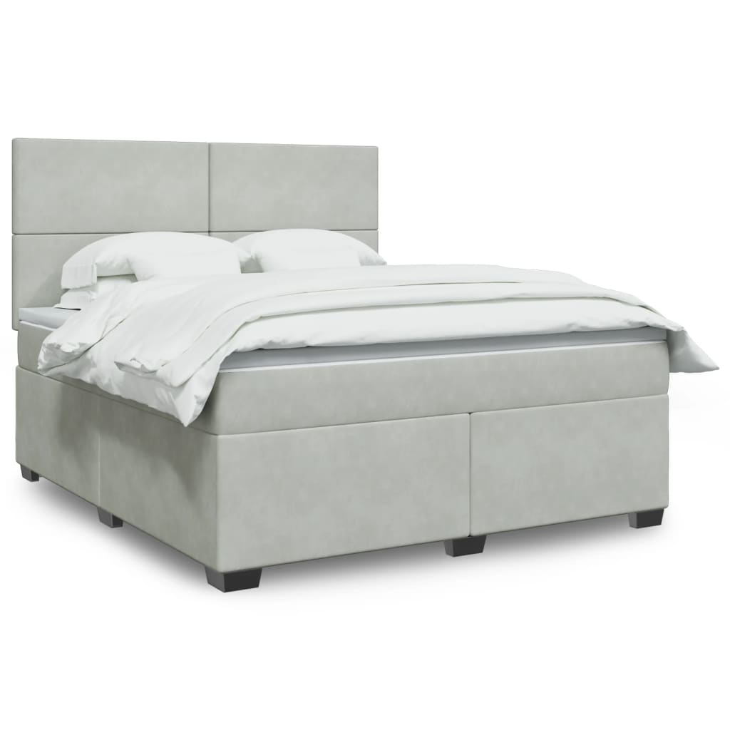 Boxspringbett mit Matratze Hellgrau 180x200 cm Samt