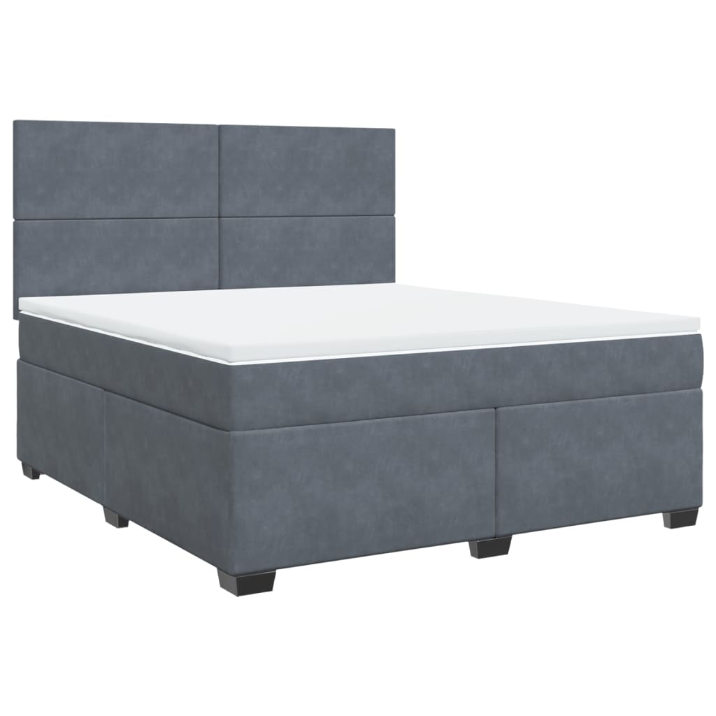 Boxspringbett mit Matratze Dunkelgrau 180x200 cm Samt