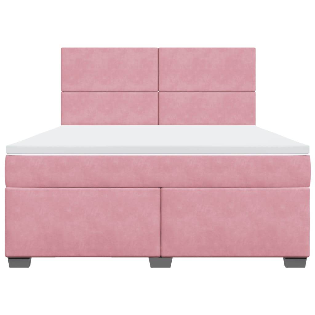 Boxspringbett mit Matratze Rosa 180x200 cm Samt