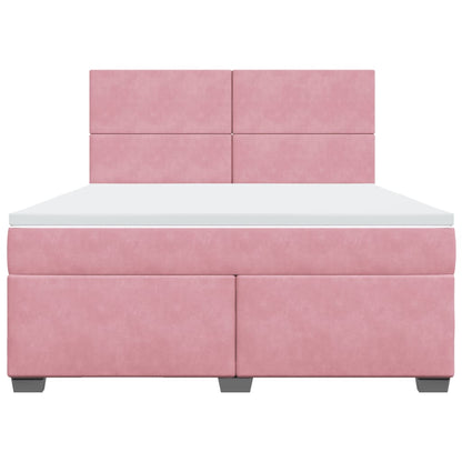 Boxspringbett mit Matratze Rosa 180x200 cm Samt