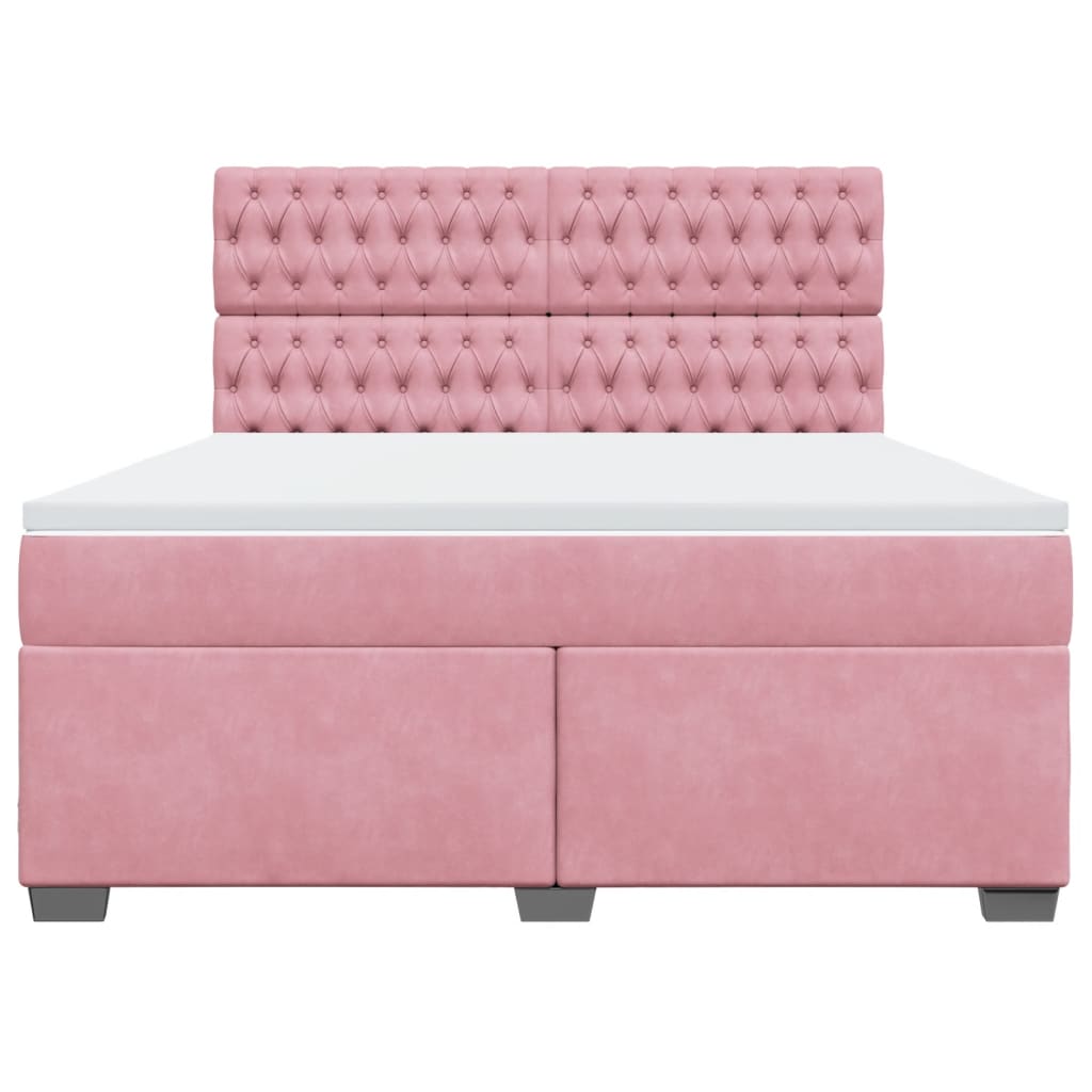 Boxspringbett mit Matratze Rosa 180x200 cm Samt